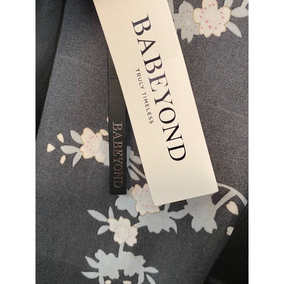 Vtg NWT BABEYOND Satin Kimono Robe Women's M/L Black Floral Peacock Y2K Boho - Picture 11 of 13